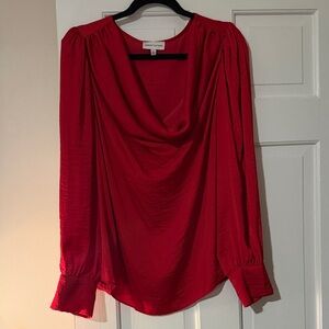 Gibson Latimer Red Draped Blouse XL